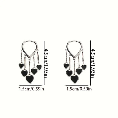 Black LOVE Heart Tassel Earrings（复制）